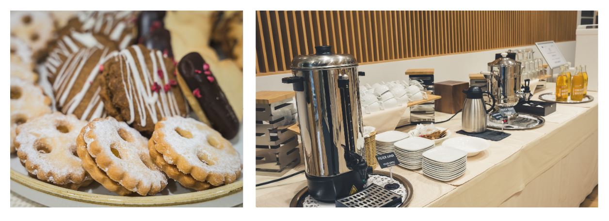 Postrežba coffee breaka s prigrizki in pijačo v City Hotelu Ljubljana.